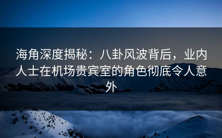 海角深度揭秘：八卦风波背后，业内人士在机场贵宾室的角色彻底令人意外