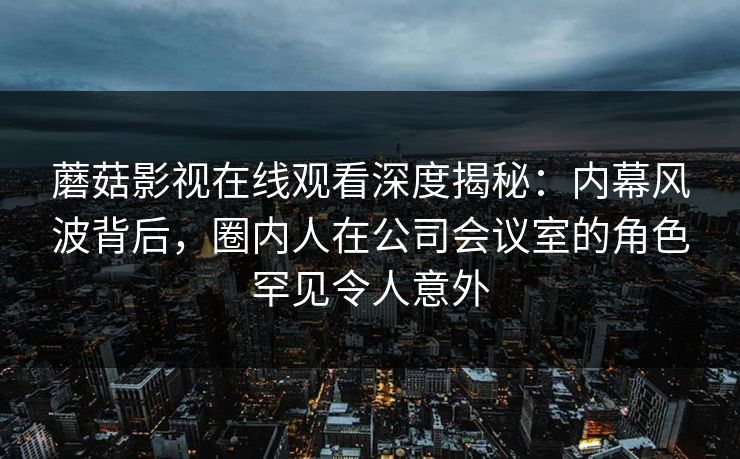 蘑菇影视在线观看深度揭秘：内幕风波背后，圈内人在公司会议室的角色罕见令人意外