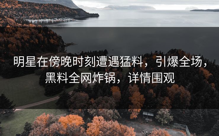 明星在傍晚时刻遭遇猛料，引爆全场，黑料全网炸锅，详情围观
