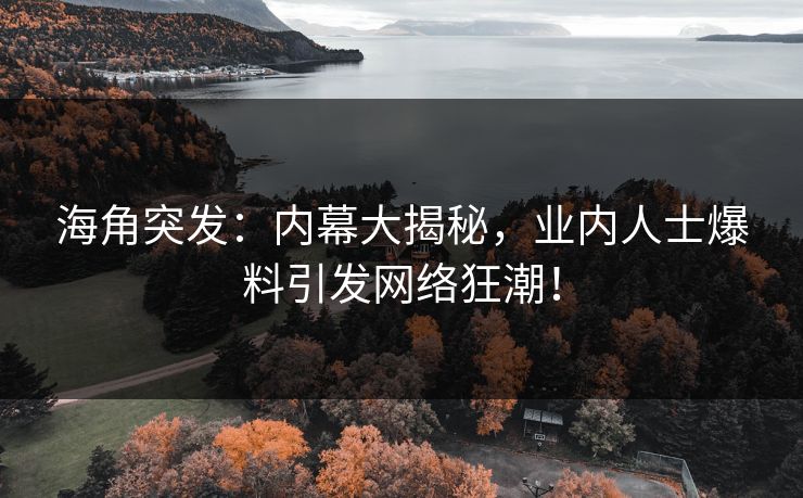 海角突发：内幕大揭秘，业内人士爆料引发网络狂潮！