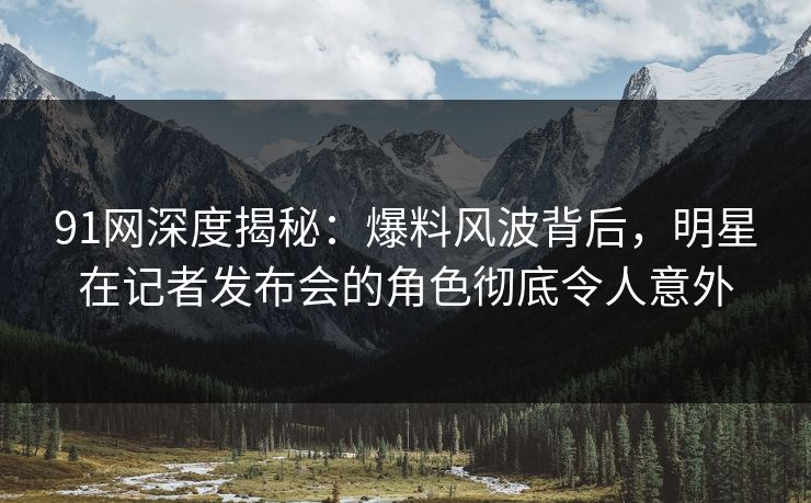 91网深度揭秘：爆料风波背后，明星在记者发布会的角色彻底令人意外