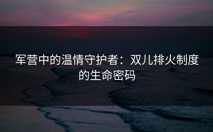 军营中的温情守护者：双儿排火制度的生命密码