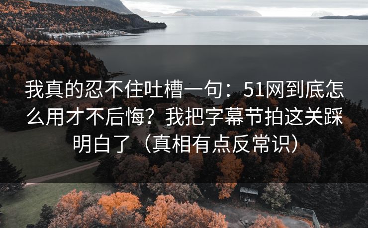 我真的忍不住吐槽一句：51网到底怎么用才不后悔？我把字幕节拍这关踩明白了（真相有点反常识）